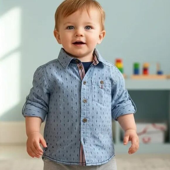 Nano Nautical Mini Fish Print Button Down Shirt size 18 Months - Picture 1 of 8